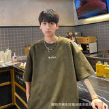 Men T Shirt Suede Summer Heavy Loose Casual