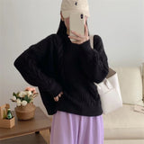 Women Pullover Sweater Retro Gentle Temperament Knitted Thickening