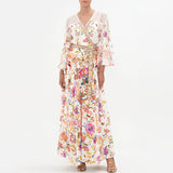 Bohemian Dress Vacation Style Fairy Dress Lace up Slimming Floral