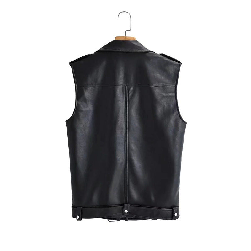 Women Vest Leather Waistcoat Belt