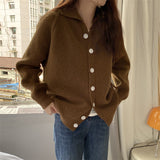 Women Knitted Cardigan Retro Loose Thick Sweater