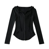 Women Hoodie Slim Solid Color Simple