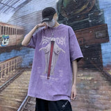 Men T Shirt Vintage Distressed Heavy Loose