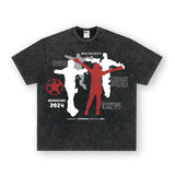 Vintage T-shirts Printed Short Sleeve T-Shirt Vintage Crew Neck T-Shirt