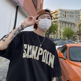 Men T Shirt Summer Heavy Pu Handsome Loose