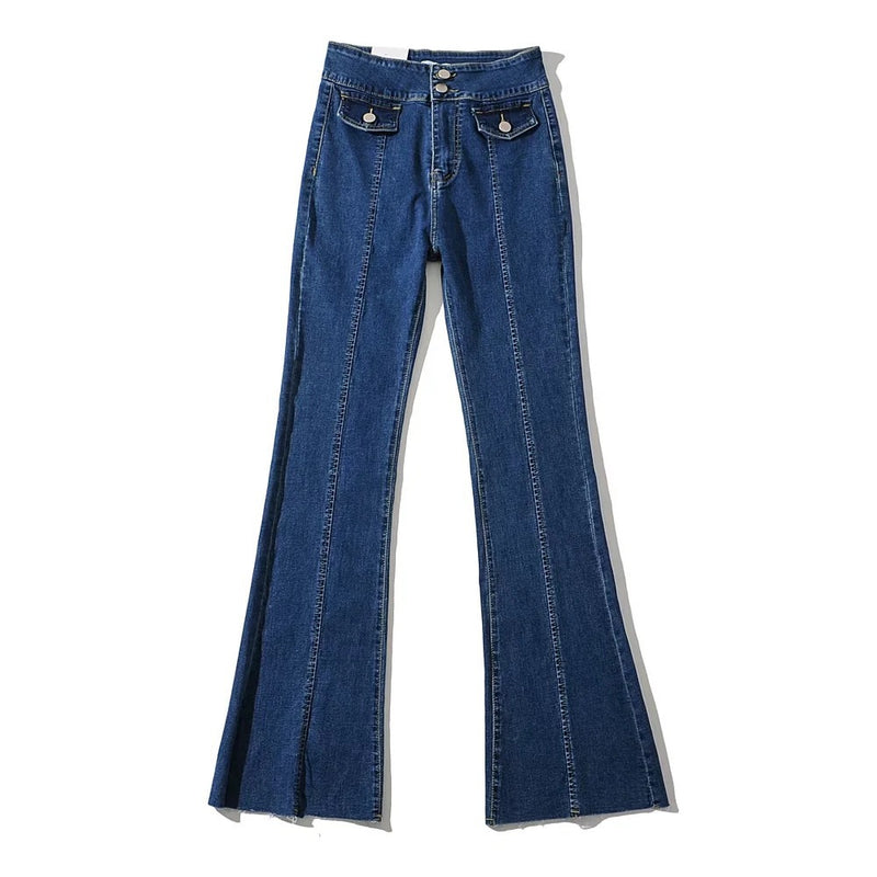 Women Jeans Loose Elastic Slim Flare Pants