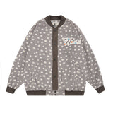 Women Jackets Retro Embroidery-Knitted Baseball Jacket