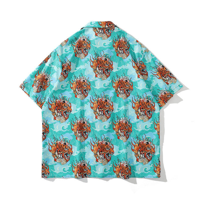 Short Sleeve Shirt Animal Full Printed Idle Style Casual