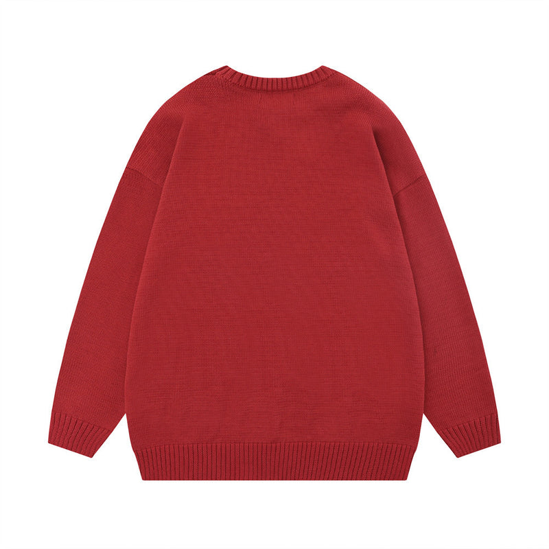 Men Sweater Graffiti Inkjet Patch Knitwear Hip Hop Niche