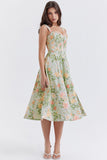 Women Dress Temperament Slimming Sexy Suspenders Split Floral Dress
