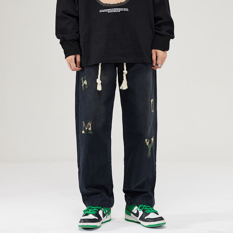 Cargo Pants Patch Loose Casual Pants