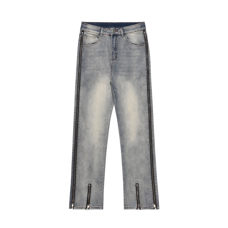 Men Jeans Zipper Slit Personal Leisure