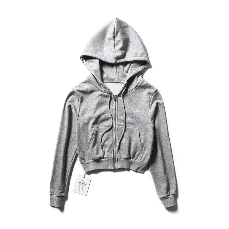 Women Hoodie Short Sexy Solid Color Simple