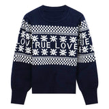 Black Christmas Sweater All-Matching Floral Plaid Sweater