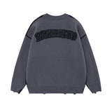 Men Sweater Cross Ripped Knitted Sweater