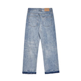 Men Jeans Hole Worn All-Match Loose Raw Hem