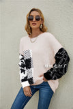 Women Pullover Sweater Leopard Print Loose-Fitting Oversized Sweater