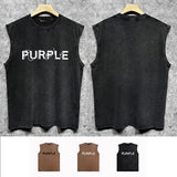 Purple Brand Distressed Tank T Shirts Distressed Sleeveless T-shirt Vest