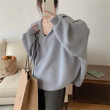 Women Pullover Sweater Vintage Loose-Fitting Oversized Sweater