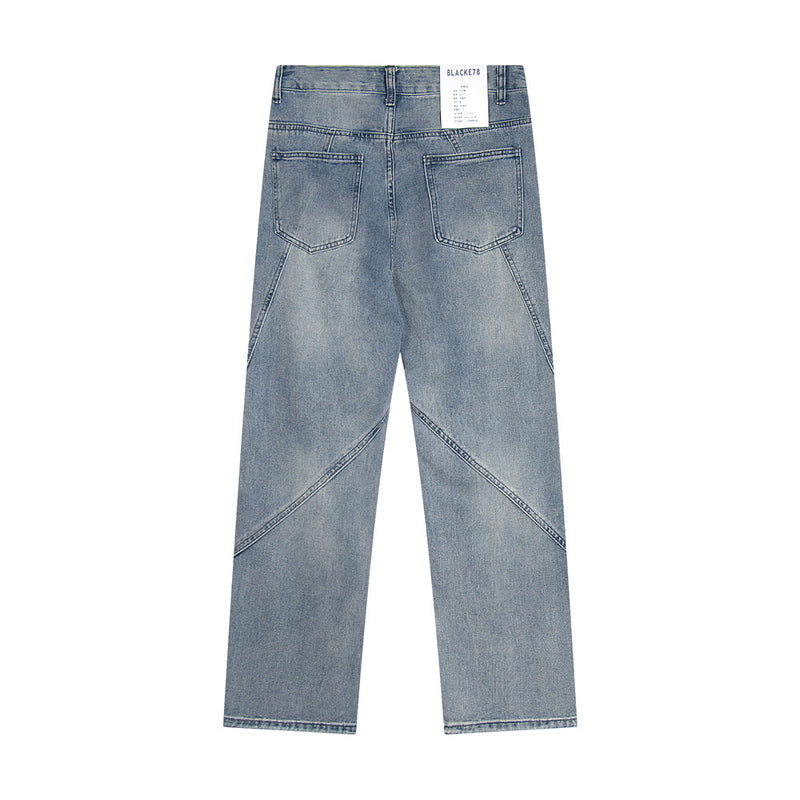 Men Jeans Stitching Casual Loose