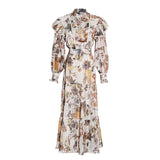 Betty Draper Valentine's Day Dress Spring Vintage Printed Collar Long Dress