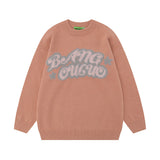 Women Sweater Retro Contrast Color Stripe Loose Couple Sweater
