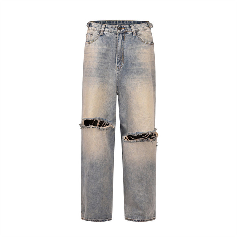 Men Jeans Ripped Distressed Loose
