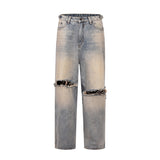 Men Jeans Ripped Distressed Loose