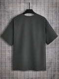 Men's Abstract Letter Print Wide Shoulder Short Sleeve