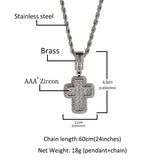 Jewelry T Square Cross Pendant Necklace Copper with Zirconium Spectrum St. Valentine's Crosses
