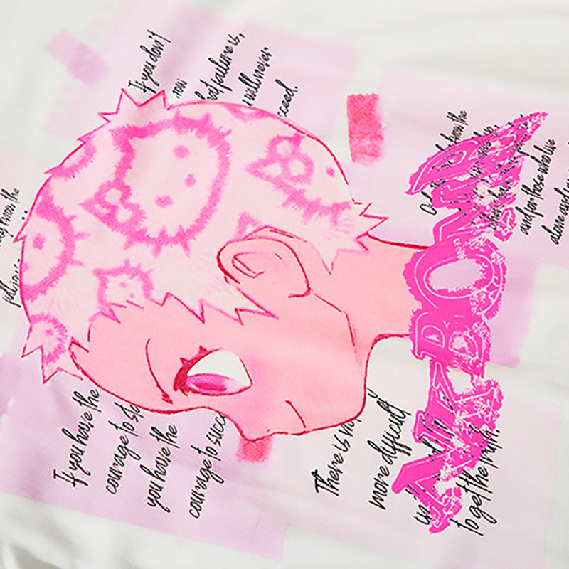 Men Long Sleeve T-shirt Cute Anime Cartoon Printed Cute Trendy Casual