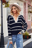 Women Pullover Sweater Fashion Striped Sweater Loose plus Size