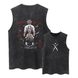 Printed Washed Tshirt Anime Demon Slayer Cotton Men Vintage