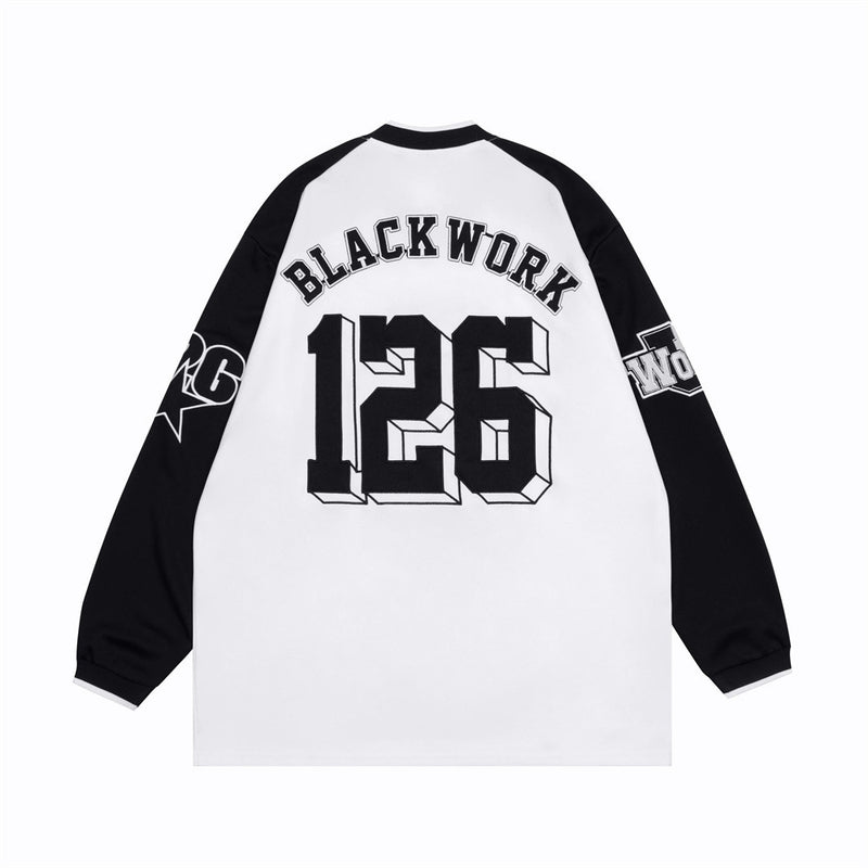 Men Long Sleeve T-shirt Racing Car Stickers Cloth Embroidery