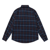Men's Long Sleeve T Shirt Plaid Shirt Men's Embroidered Letter Long Sleeve Lapel Loose Shirt