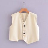 Women Vest Irregular Niche Short Retro Vest