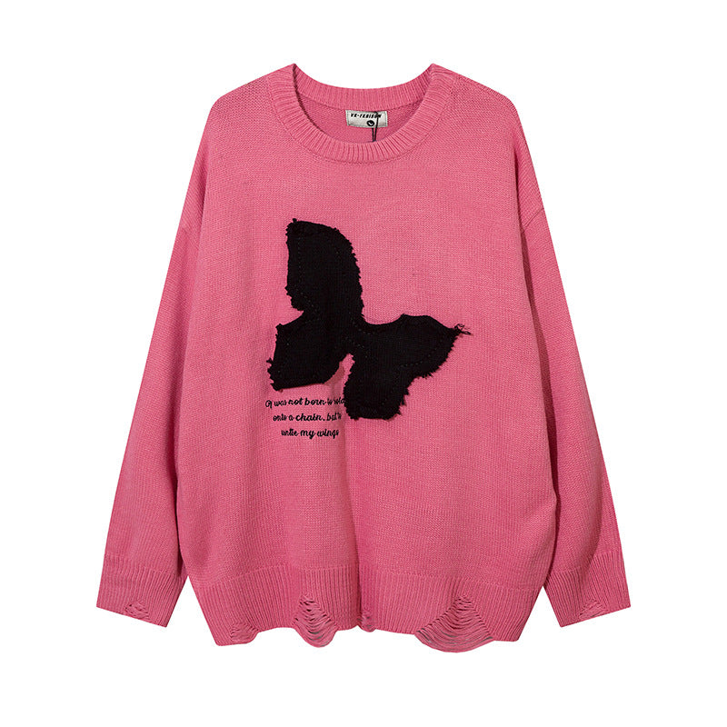 Men Sweater Butterfly Decorative Sweater