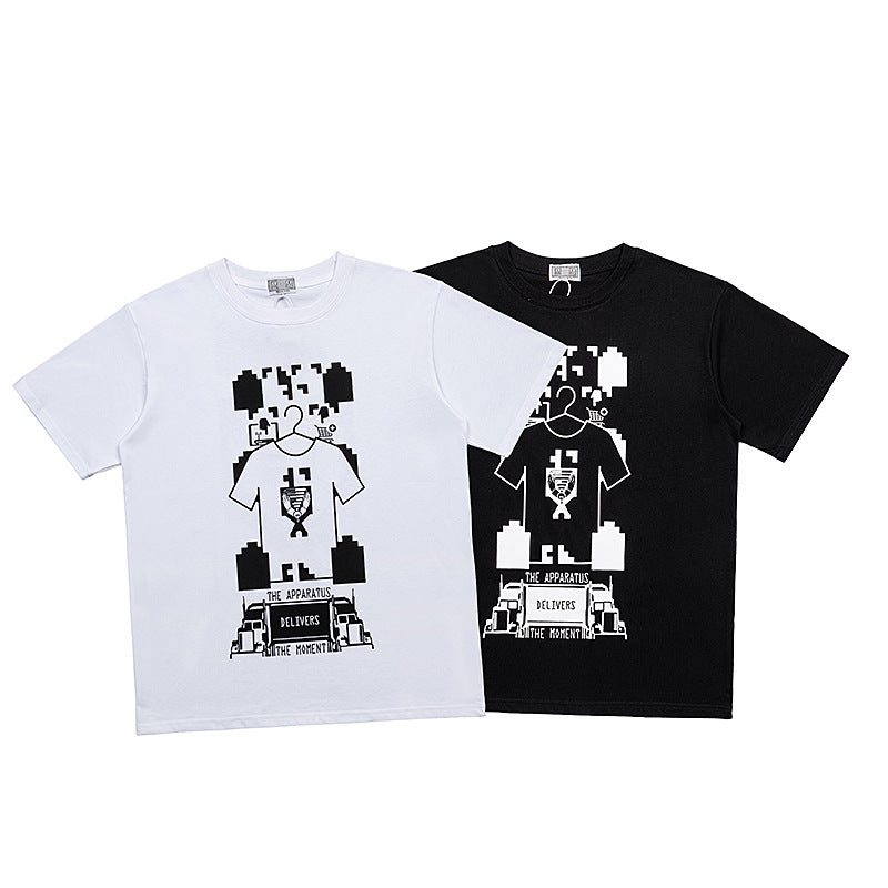 C.e t shirts creative clothes pattern round neck pullover short sleeve men and women