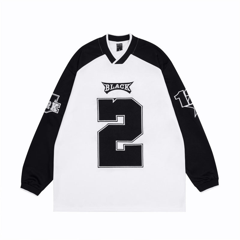 Men Long Sleeve T-shirt Racing Car Stickers Cloth Embroidery
