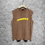 Purple Brand Distressed Tank T Shirts Distressed Sleeveless T-shirt Vest
