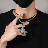 Jewelry Hip Hop TRAP Full Diamond Cartoon Pendant Fashion Necklace Spectrum