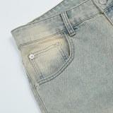 Men Jeans Polished White Loose Zip Slit