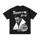 Stephen Curry Curry Short Sleeve Old NBA American Star Print