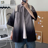 Men Shirts Gradient Color Loose Versatile Casual Coat