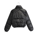 Women Cotton Coat Imitation Leather Jacket Thickened