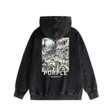 Purple Brand Distressed Hoodie Fashion Old Loose Hooded Sweater