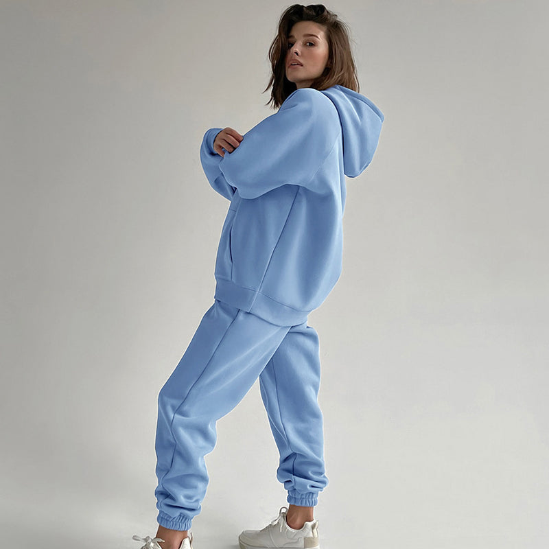 Women Co-Ords Autumn and Winter Loose Casual Hooded Sweater