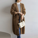 Women Knitted Cardigan Retro Loose Thick Sweater