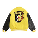 Men Cotton Mixed Jacket Coat Embroidered Letters Thick Baseball Uniform Coat Men's Clothing Winter Color Matching