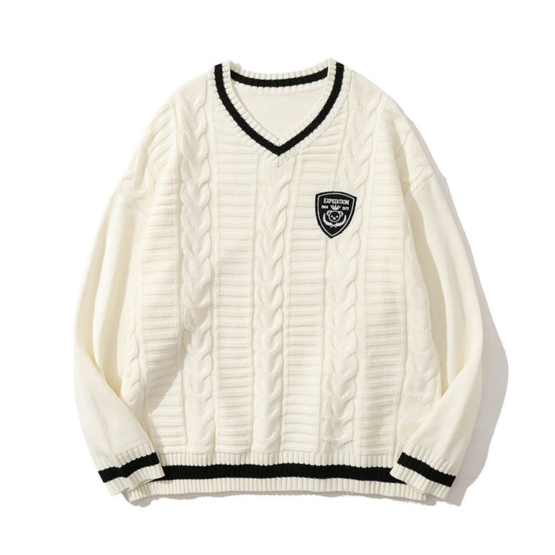 Men Sweater V-neck Sweater Loose